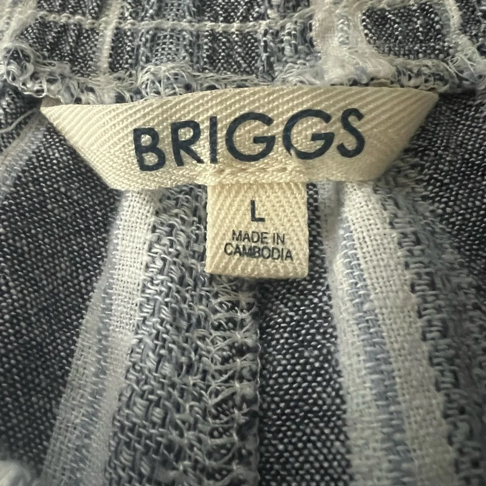 Briggs Linen Blend Striped Boho Wide Leg Crop Pants‎ Sz. L